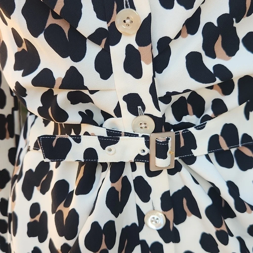 NWT Kate Spade New York Leopard Animal Print Midi Shirt Dress Belted 6